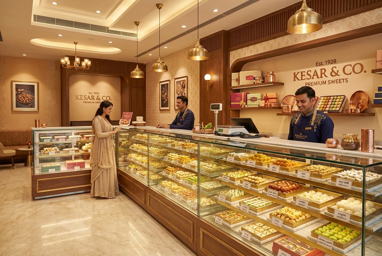 Soham Sweet Mart interior display